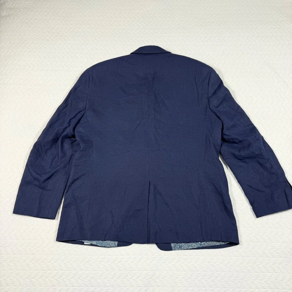 Lauren Ralph Lauren Mens Blazer 42S 100% Linen Paisley Lining Navy Blue EUC